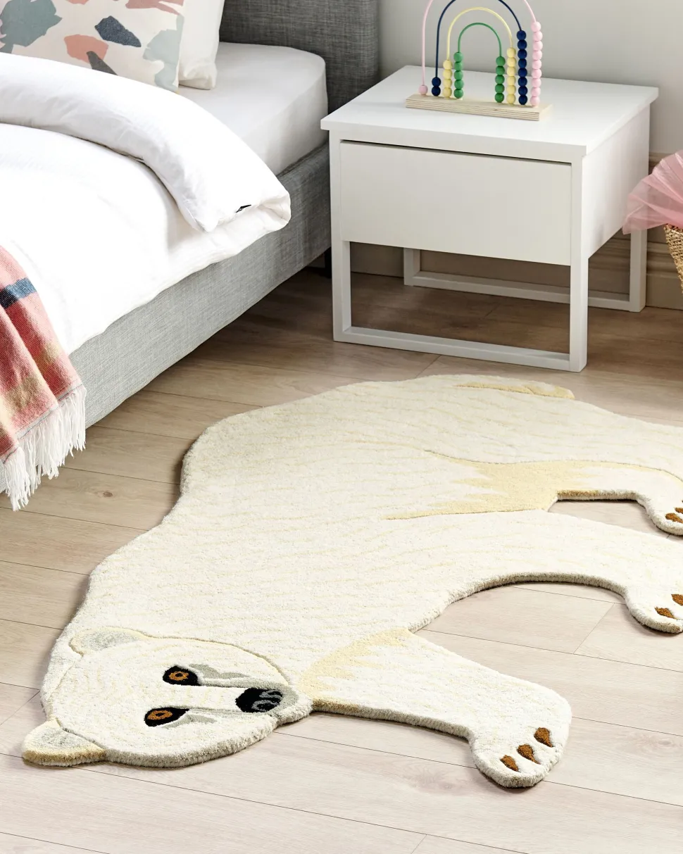Tapete Para Criancas Em La Branca Impressao De Urso Polar 100 X 160 Cm Iorek
