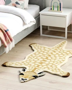 Tapete Para Criancas Em La Creme Impressao De Cervo 100 X 160 Cm Yona