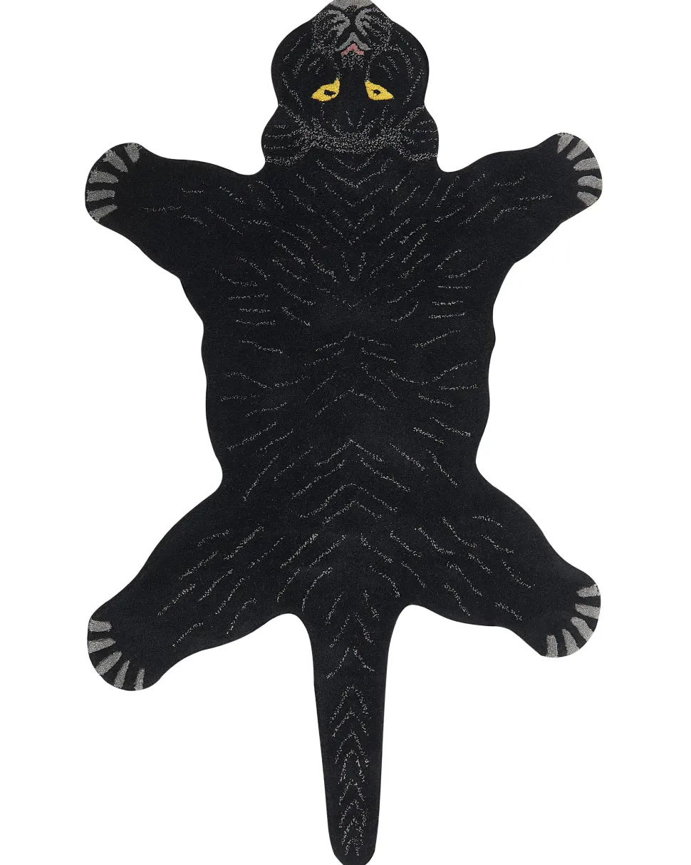 Tapete Para Criancas Em La Preta Impressao De Pantera 100 X 160 Cm Bagheera