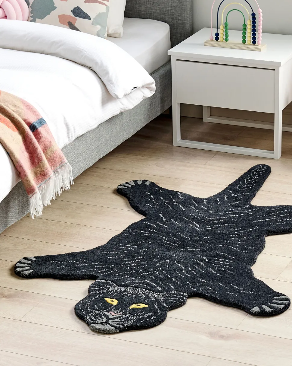 Tapete Para Criancas Em La Preta Impressao De Pantera 100 X 160 Cm Bagheera
