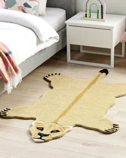 Tapete Para Criancas Em La Creme Impressao De Leoa 100 X 160 Cm Sarabi