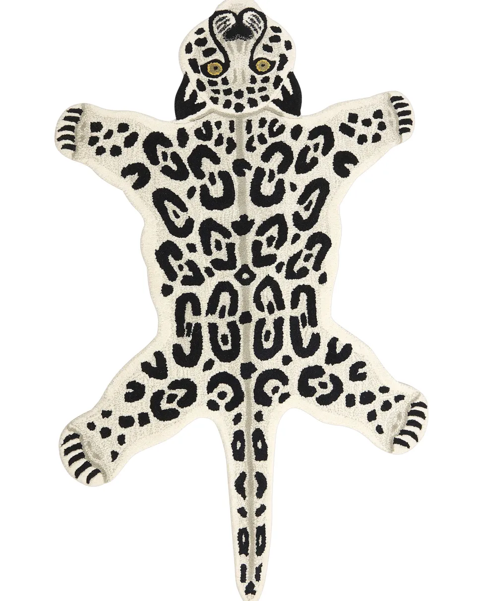 Tapete Para Criancas Em La Creme E Branca Impressao Leopardo 100 X 160 Cm Mibu