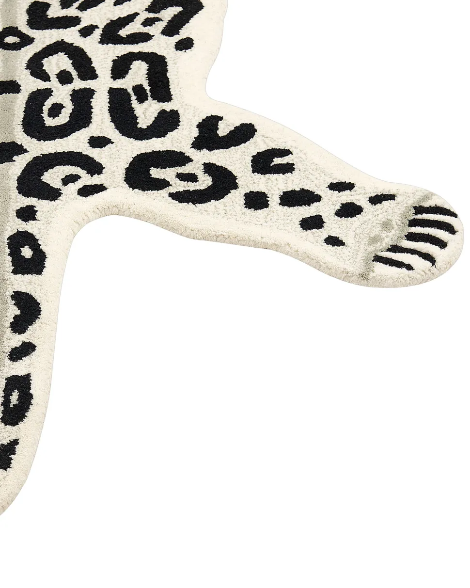 Tapete Para Criancas Em La Creme E Branca Impressao Leopardo 100 X 160 Cm Mibu