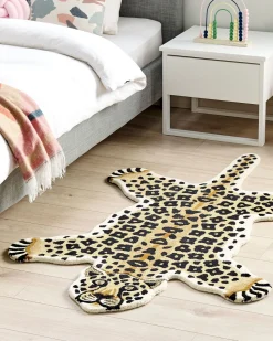 Tapete Para Criancas Em La Creme Impressao De Leopardo 100 X 160 Cm Azaad