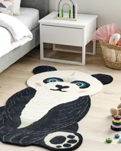 Tapete Para Criancas Em La Preta E Branca Impressao De Panda 100 X 160 Cm Jingjing
