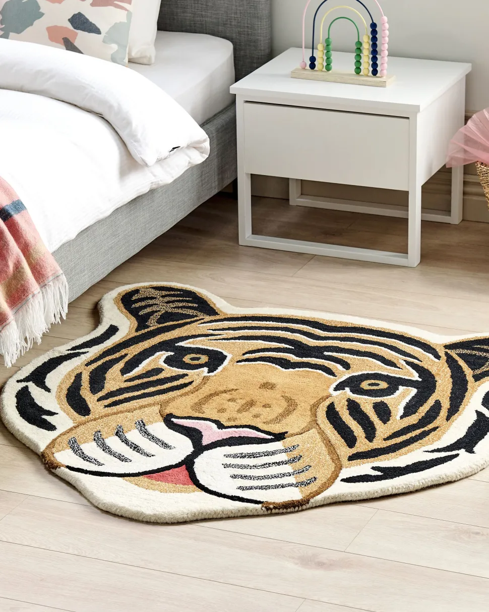 Tapete Para Criancas Em La Creme Impressao De Tigre 120 X 110 Cm Parker