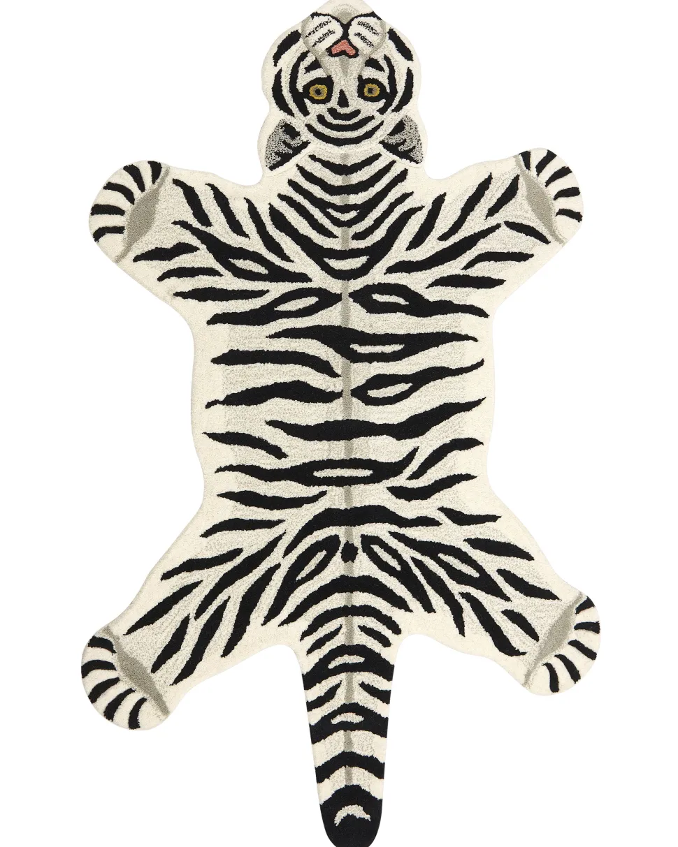 Tapete Para Criancas Em La Preta E Branca Impressao De Tigre 100 X 160 Cm Shere