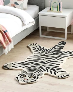 Tapete Para Criancas Em La Preta E Branca Impressao De Tigre 100 X 160 Cm Shere
