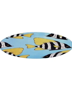 Tapete Redondo Com Padrao De Peixes 140 Cm Fizme