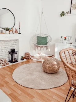 Tapete Redondo Creme Claro 140 Cm Demre