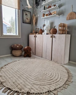 Tapete Redondo De Algodao Creme 140 Cm Halfeti