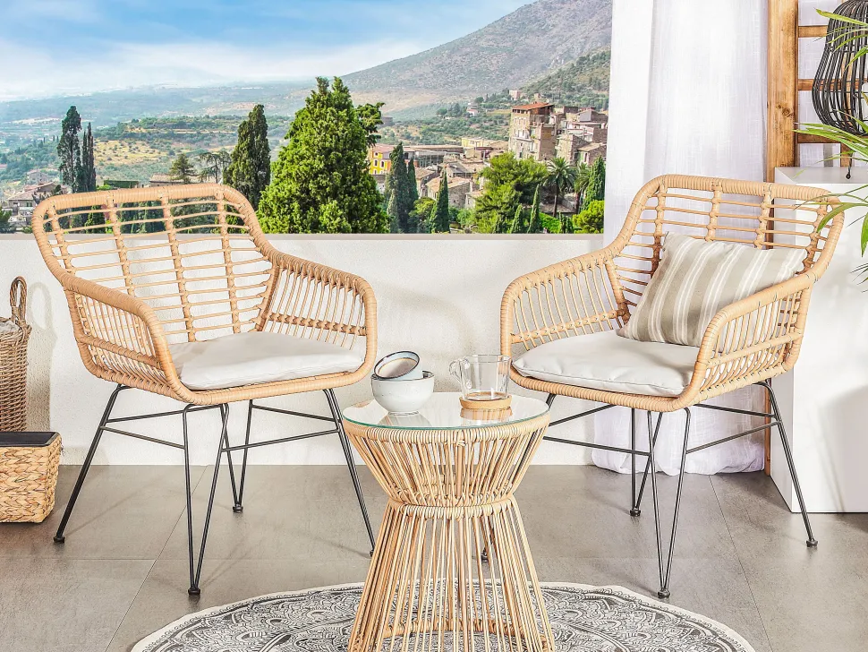 Tapete Redondo De Algodao Creme E Preto O 120 Cm Hizan