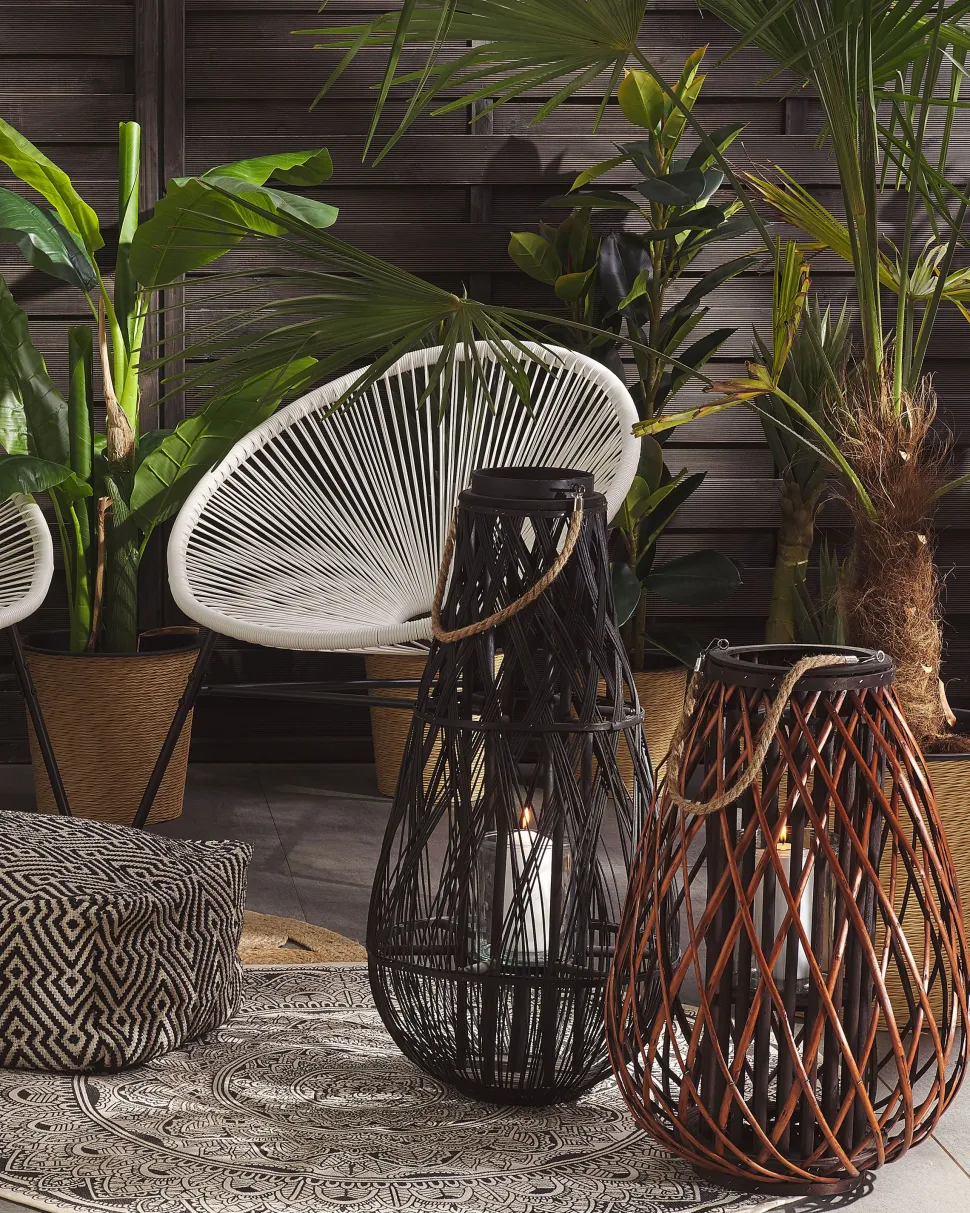 Tapete Redondo De Algodao Creme E Preto O 120 Cm Hizan