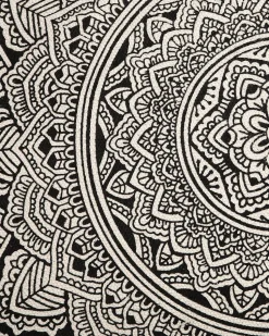 Tapete Redondo De Algodao Creme E Preto O 120 Cm Hizan