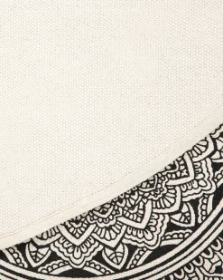 Tapete Redondo De Algodao Creme E Preto O 120 Cm Hizan