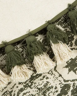 Tapete Redondo De Algodao Creme E Verde O 120 Cm Kahta