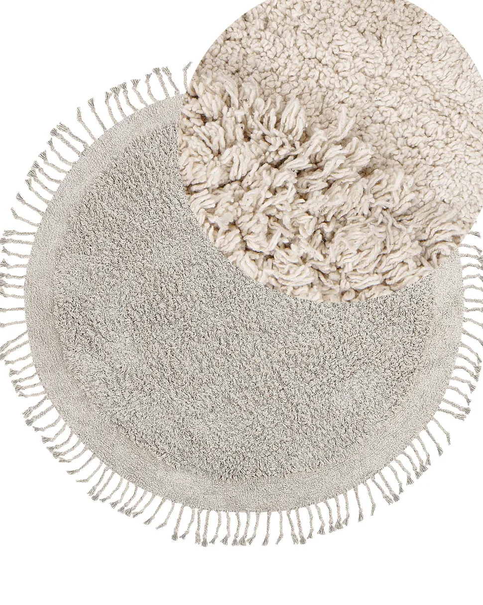 Tapete Redondo De Algodao Creme 140 Cm Bitlis