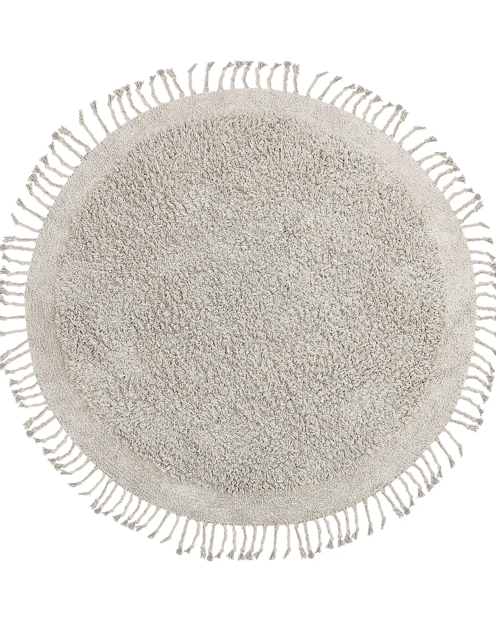 Tapete Redondo De Algodao Creme 140 Cm Bitlis