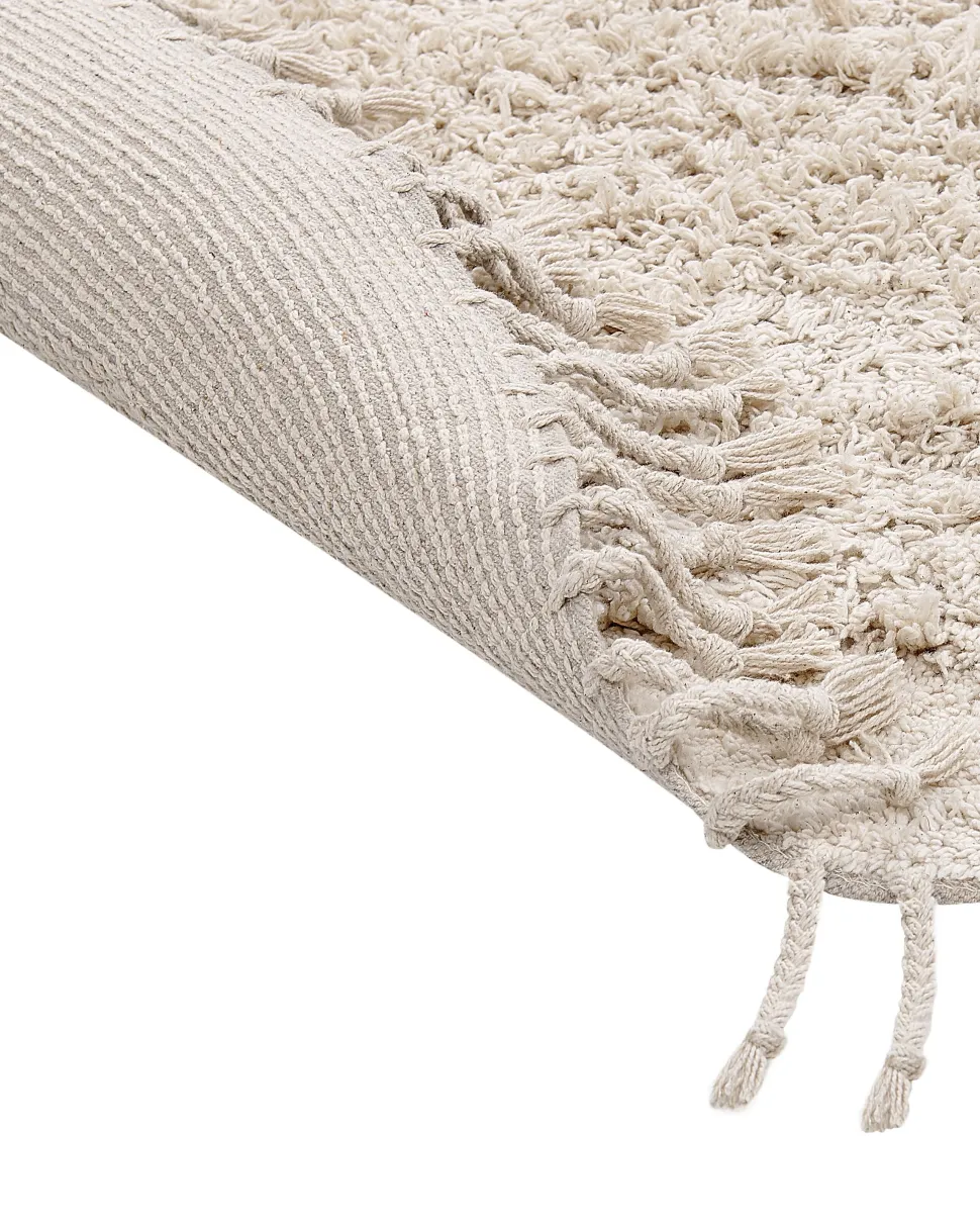 Tapete Redondo De Algodao Creme 140 Cm Bitlis