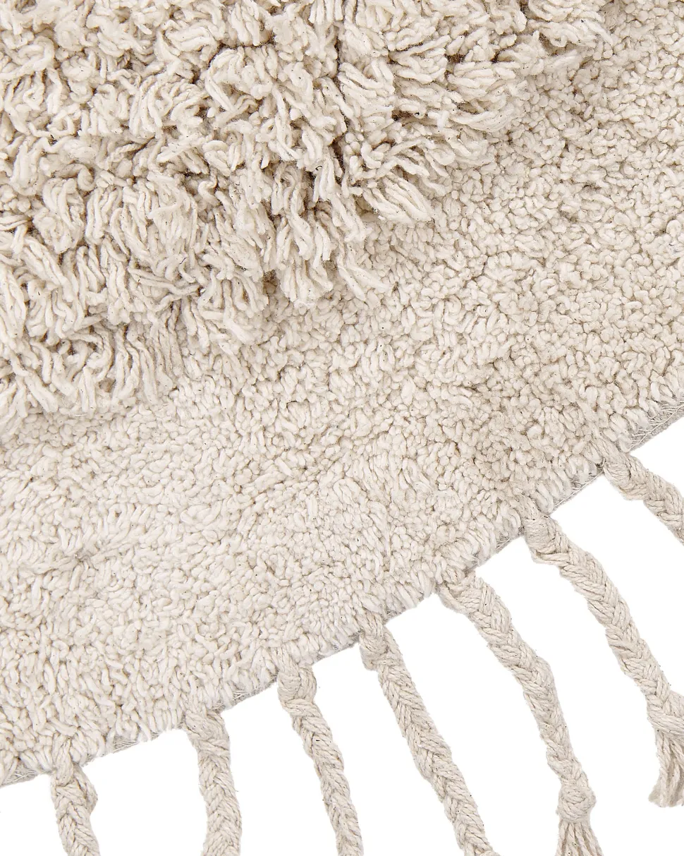 Tapete Redondo De Algodao Creme 140 Cm Bitlis