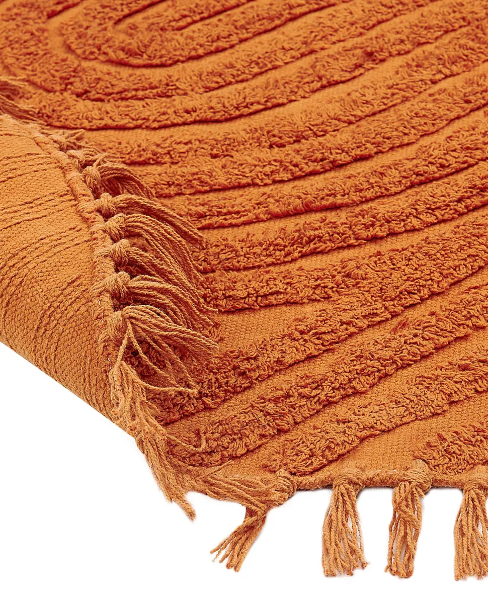 Tapete Redondo De Algodao Laranja 140 Cm Halfeti