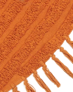 Tapete Redondo De Algodao Laranja 140 Cm Halfeti