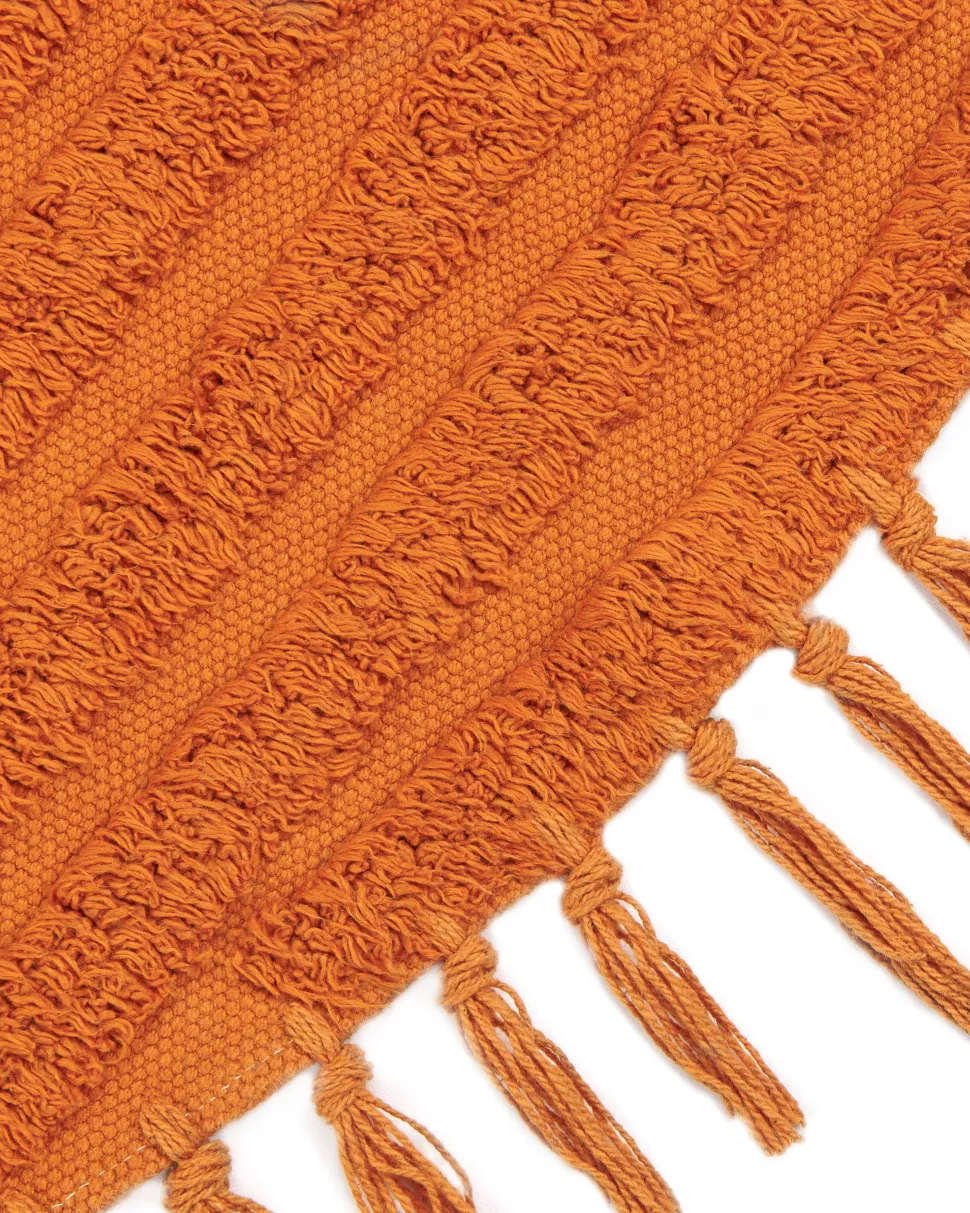 Tapete Redondo De Algodao Laranja 140 Cm Halfeti