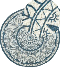 Tapete Redondo De Juta Azul 120 Cm Anadere
