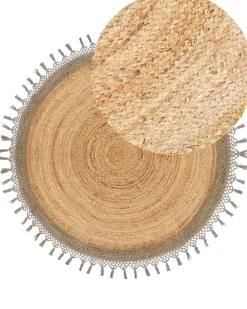 Tapete Redondo De Juta Creme E Cinzenta 140 Cm Marts