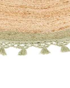 Tapete Redondo De Juta Creme E Verde 140 Cm Marts