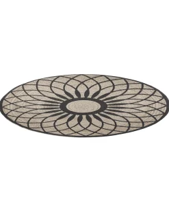 Tapete Redondo De Juta Creme E Preto 140 Cm Kullar