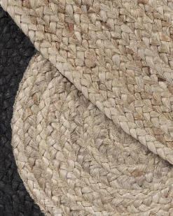 Tapete Redondo De Juta Creme E Preto 140 Cm Kullar