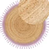 Tapete Redondo De Juta Creme E Roxa 140 Cm Marts