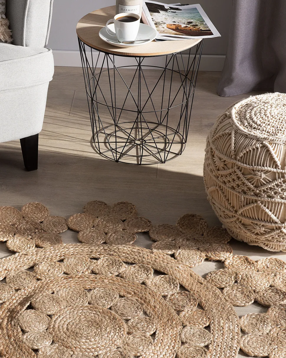 Tapete Redondo De Juta Creme O 120 Cm Birecik