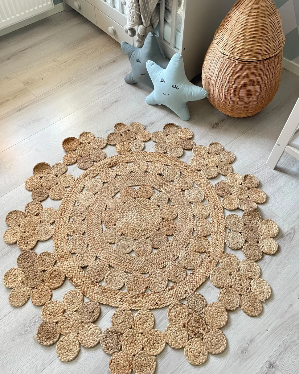 Tapete Redondo De Juta Creme O 120 Cm Birecik