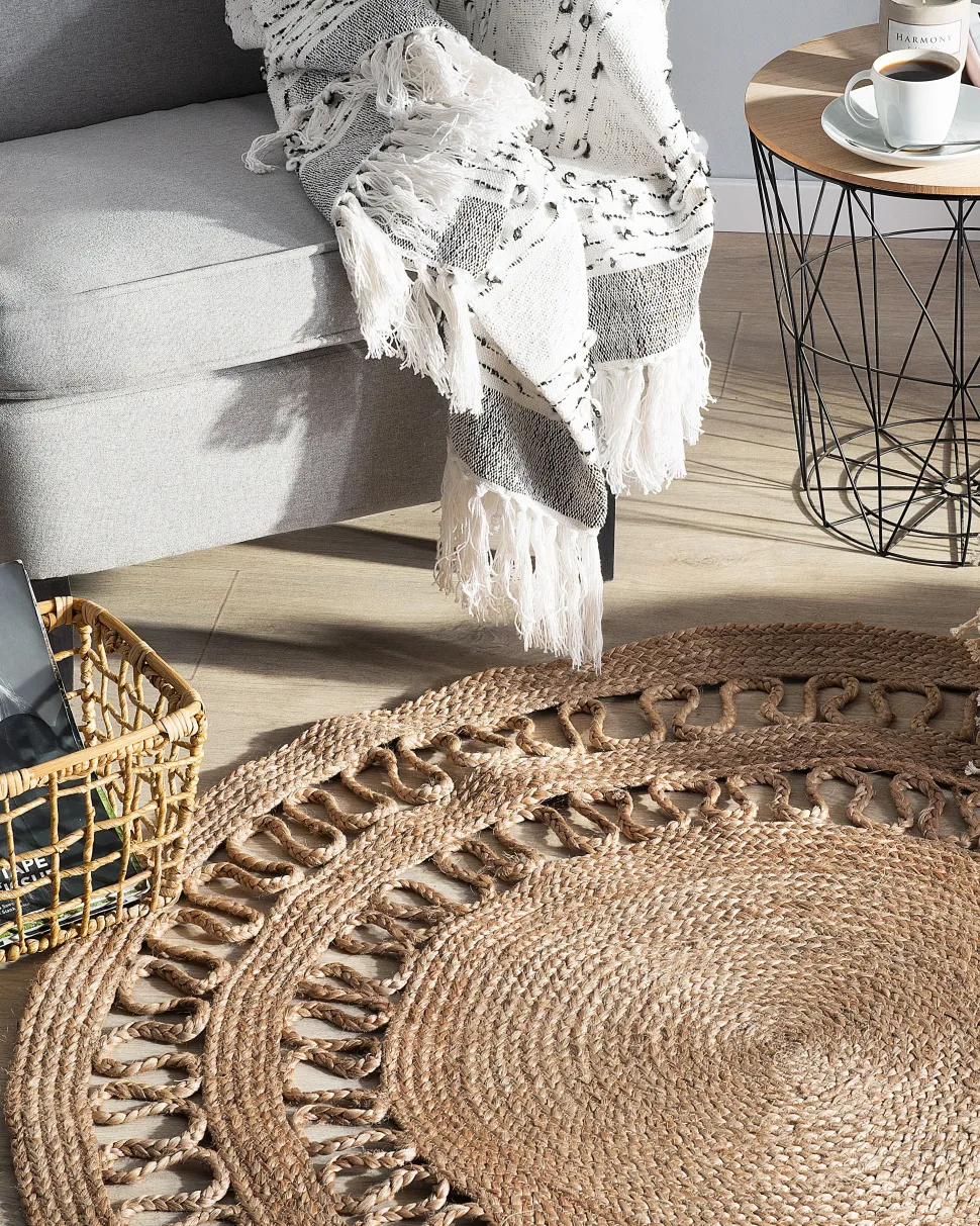 Tapete Redondo De Juta Creme O 120 Cm Dikili