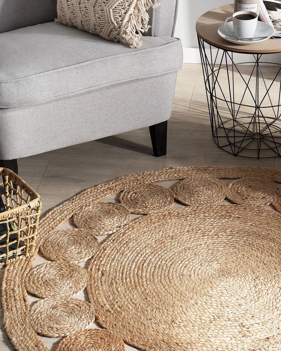 Tapete Redondo De Juta O 120 Cm Creme Ahlat