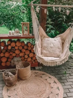 Tapete Redondo De Juta O 120 Cm Creme Ahlat