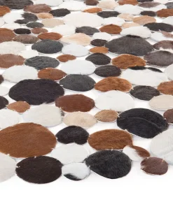 Tapete Redondo De Pele Genuina Castanha 140 Cm Sorgun