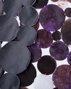 Tapete Redondo De Pele Genuina Castanha E Violeta 140 Cm Sorgun