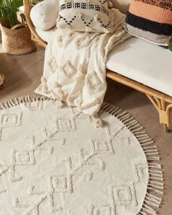Tapete Redondo Em Algodao Creme 140 Harran