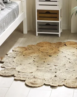 Tapete Redondo Em Juta Creme 135 Cm Gerdek