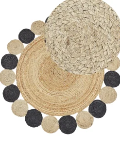 Tapete Redondo Em Juta Preta O 140 Cm Vostan