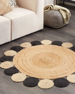 Tapete Redondo Em Juta Preta O 140 Cm Vostan