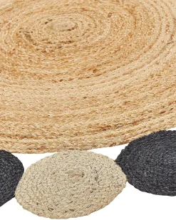 Tapete Redondo Em Juta Preta O 140 Cm Vostan