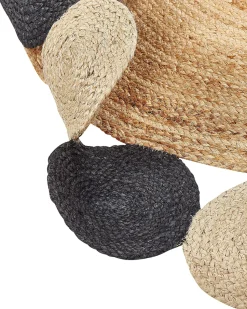 Tapete Redondo Em Juta Preta O 140 Cm Vostan