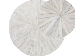 Tapete Redondo Em Pele Genuina Branca 140 Cm Simav