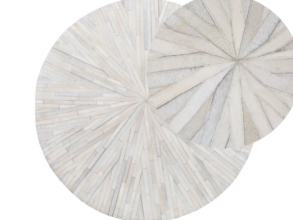 Tapete Redondo Em Pele Genuina Branca 140 Cm Simav