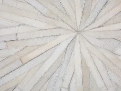 Tapete Redondo Em Pele Genuina Branca 140 Cm Simav