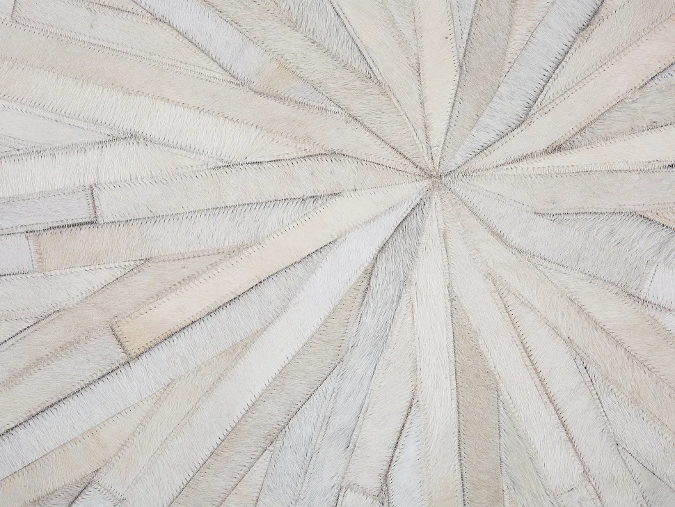 Tapete Redondo Em Pele Genuina Branca 140 Cm Simav